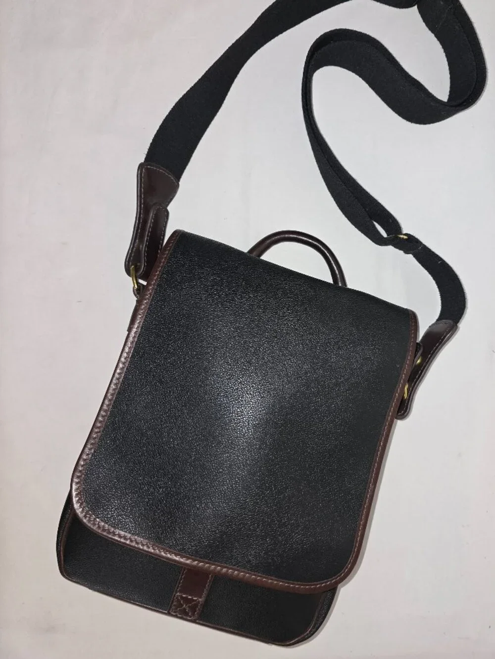 Vtg Mulholland Endurance Black Coated Canvas Convertible Top Handle Crossbody